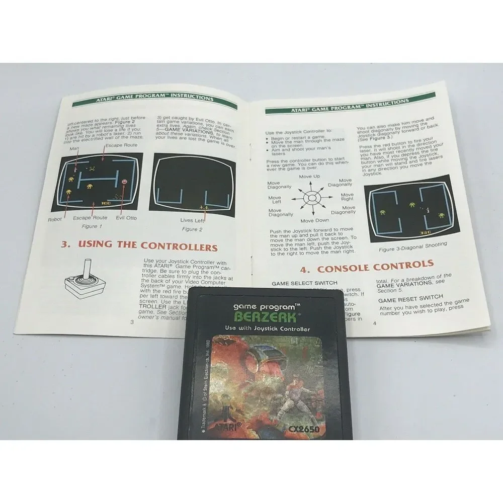 Berzerk (Atari 2600, 1982) By‎ Atari (Cartridge & Manual)